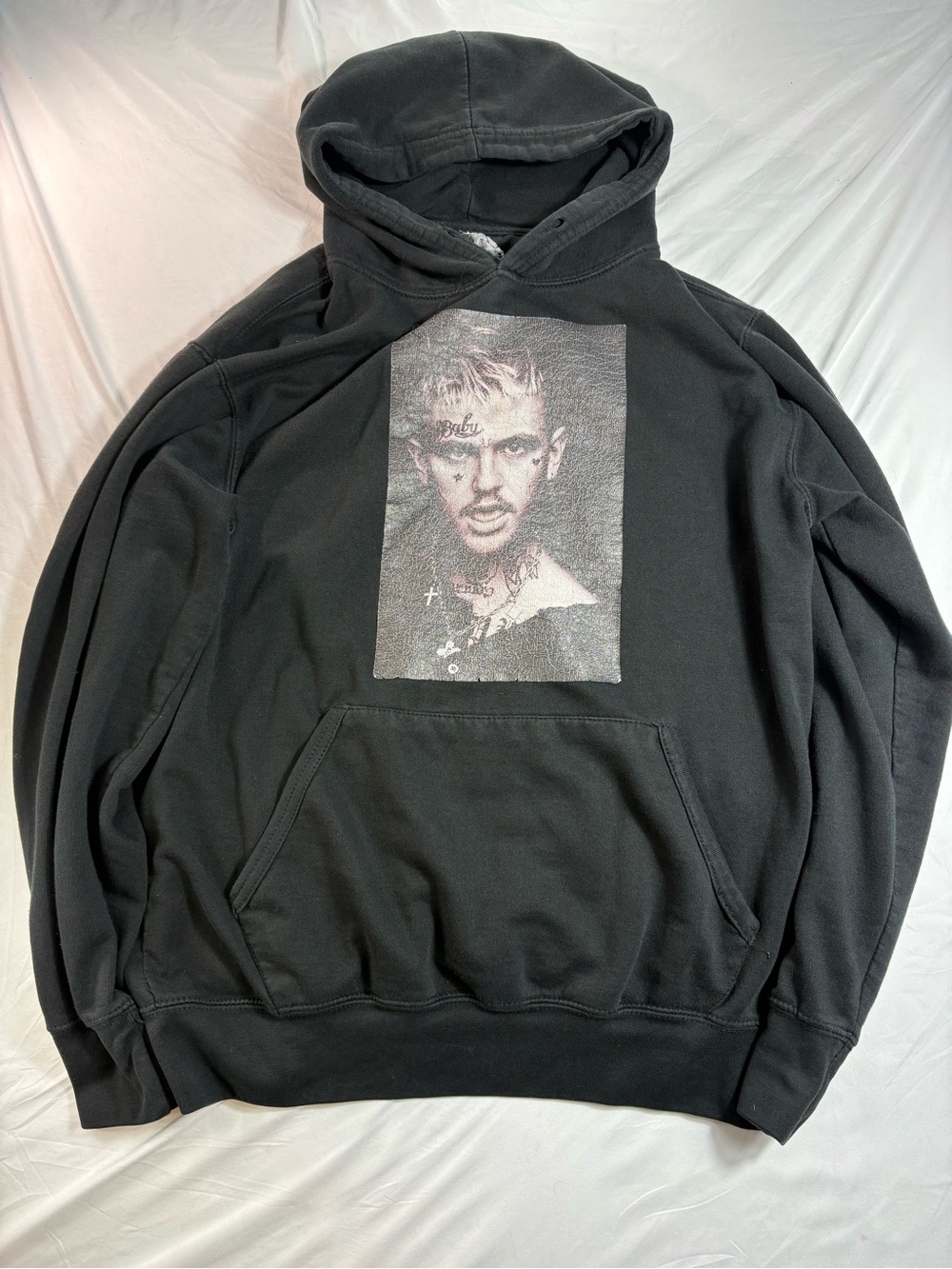 Lil peep hoodie size s/m faded black y2k